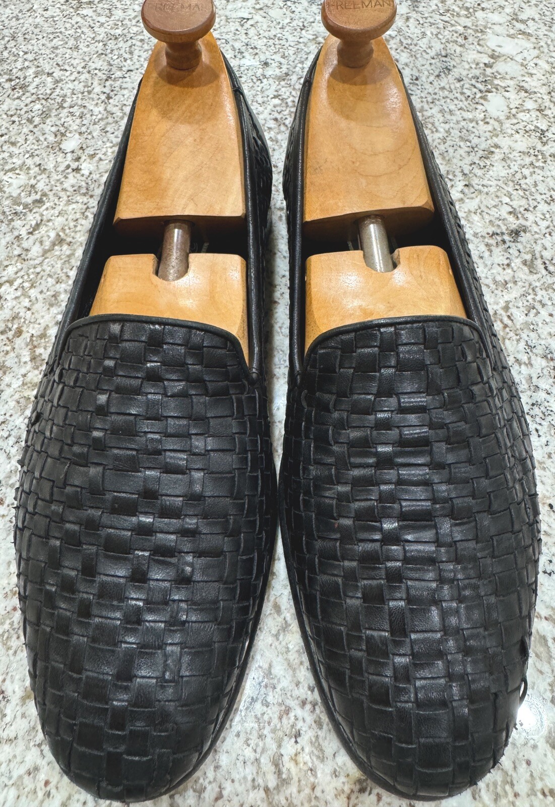 Stunning Mens Bragano Black Woven Loafers Size 11 M Excellent!