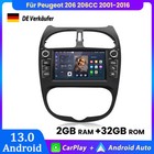 Für Peugeot 206 206CC 2001-2016 Carplay Android 13 Autoradio GPS NAVI BT DAB+ FM