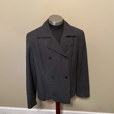 Jones New York Women's Double Breasted Blazer Jacket Size 14 Charcoal Gray