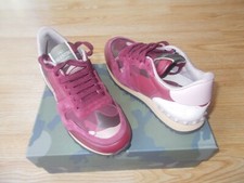 795 Valentino Garavani Rockrunner Camo Low Top Sneakers Burgundy 35 US 5 NIB