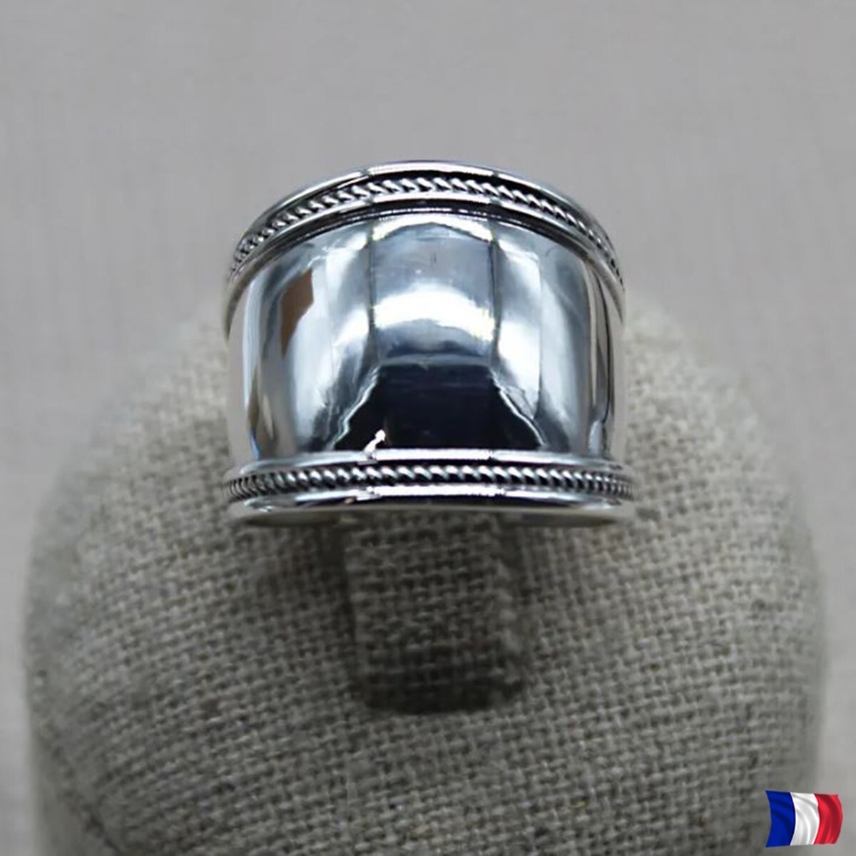 Chevalière en argent 925 ajourée, bague d'exception au design bombé minimaliste