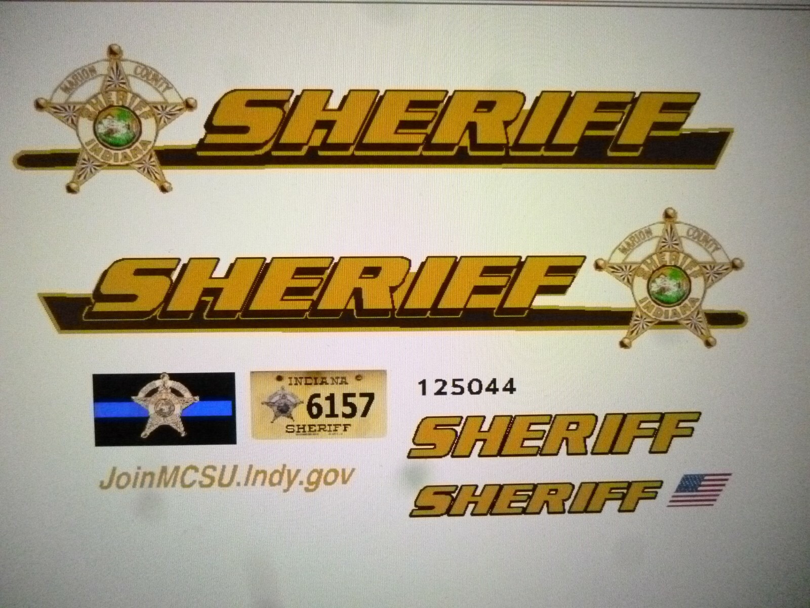 Marion County Indiana Sheriff Patrol Car Decals 124 eBay
