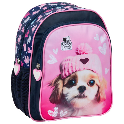 Cleo & Frank Hund Kinder Rucksack 28 cm Kindergarten Tasche rosa blau Mädchen