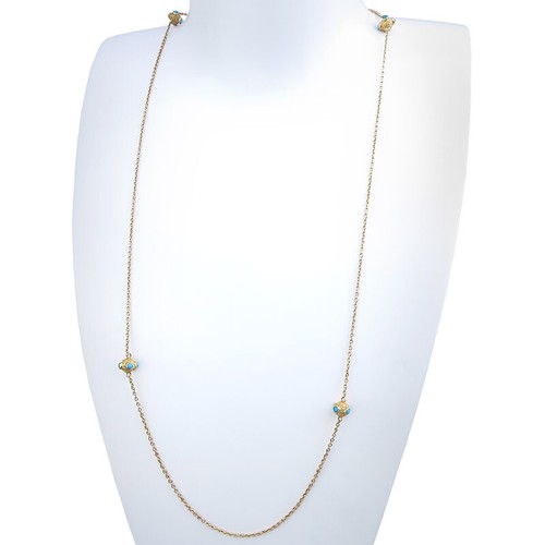 Kette Türkise Cabochons 375er Gelbgold Antik - Bild 4 von 4