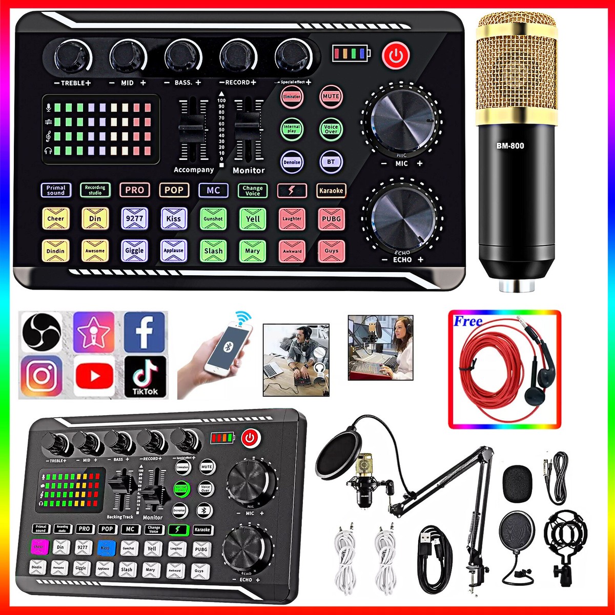 STUDIO ONE MUSIK CITY 5CDセット Complete Home Studio Recording Kit Mixer Condenser Microphone for