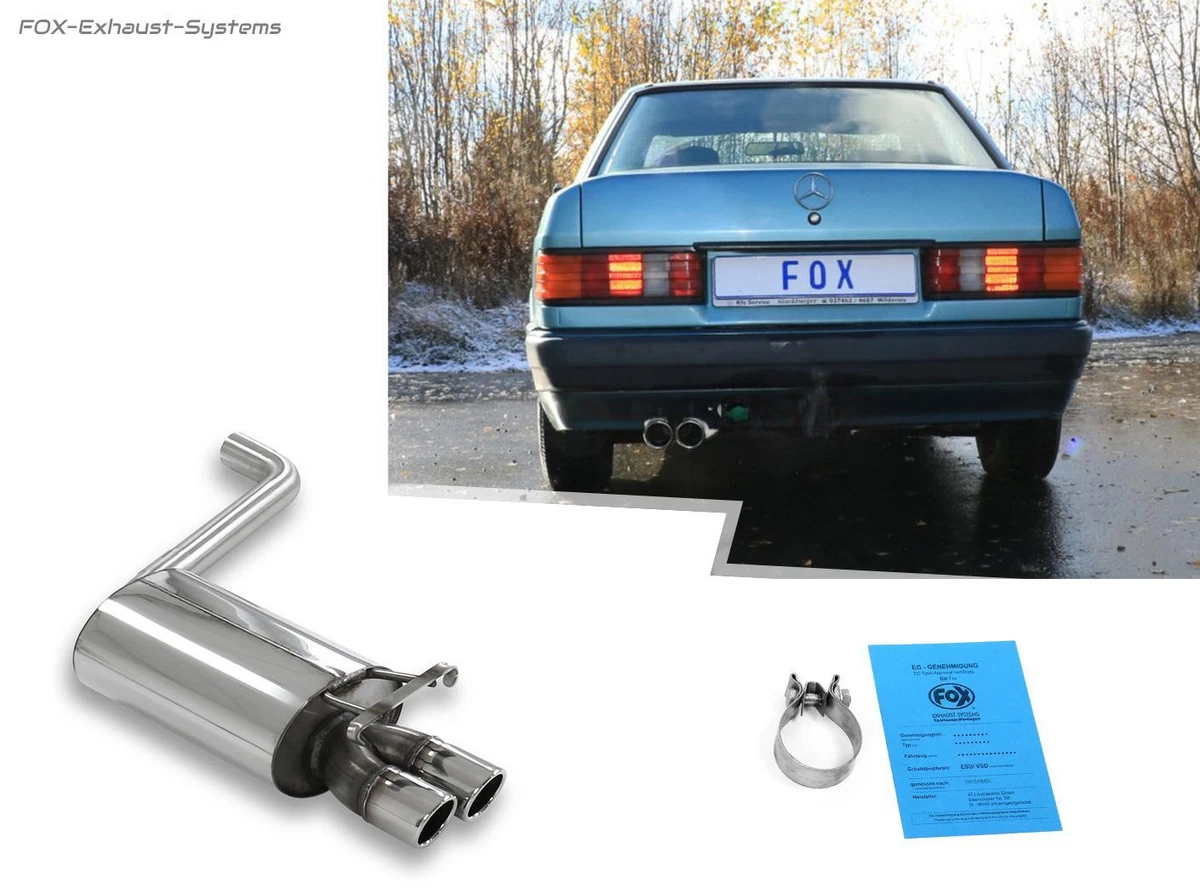 Stainless Steel Exhaust Pipe Mercedes 190 Type W201 2x76mm Rolled Edge Bevelled