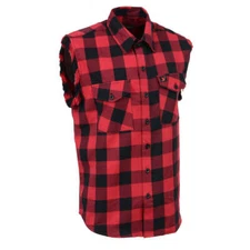 Milwaukee Leather 11692 Men’s Classic Button-Down Flannel  Cut Off Frayed Sleeve