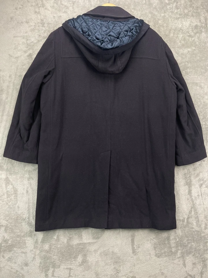 Abrigo de Lona T Harris London Para Hombre Con Capucha Talla Grande Negro Lana Cremallera Completa Foto 2 de 4