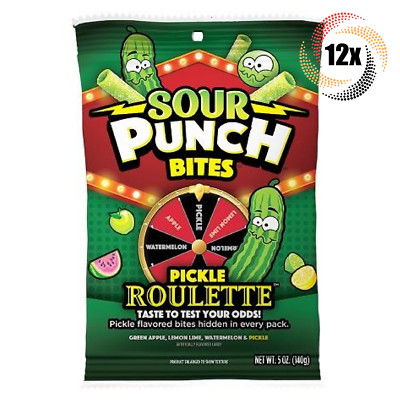 12x Bags Sour Punch Bites Pickle Roulette Assorted Flavors Gummy Candy | 5oz