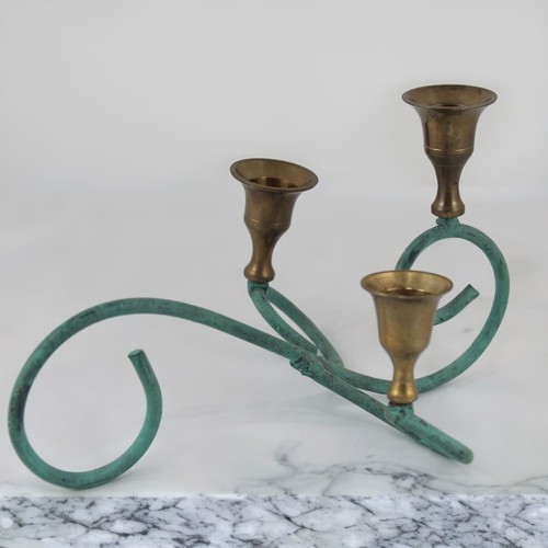 Vintage Candelabra Candle Holder Table Iron Patinado And Bronze Elegant Design - 第 1/3 張圖片