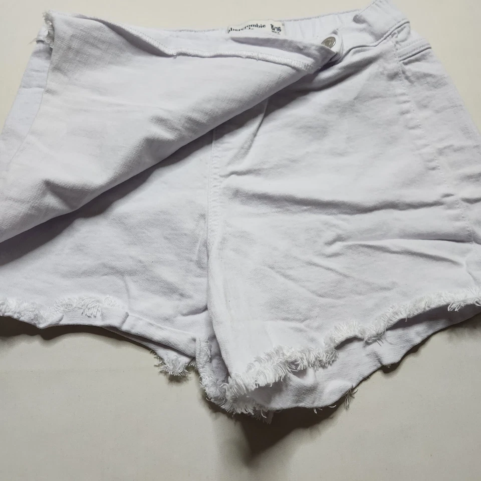 Abercrombie & Fitch Kids Wrap Denim Skort Raw Hem Girls Size 15/16 White N6 - Image 4 of 4