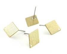 1 pair Rhombus Earring Post Stud Brushed Raw Brass 17mm Earring Blanks 4212