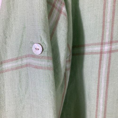 Womens Studio Works Linen Plaid Button Shirt Long Sleeve Green Brown 2X - Picture 5 of 7