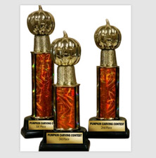 HALLOWEEN SET 3 PUMPKIN CARVING COSTUME TROPHY AWARD GRADUATED SIZES