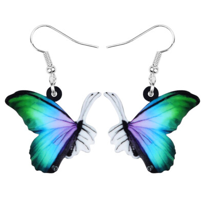 NEWEI Cute Butterfly Dangle Earrings For Women & Girls – Acrylic, Hypoallergenic, With Velvet Pouch - View #7