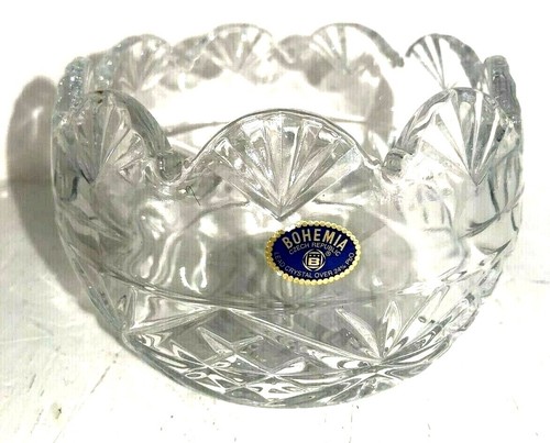 CRYSTAL BOWL BOHEMIA CZECH REPUBLIC CANDY OR TRINKET DISH WITH OVER 24% LEAD - Picture 2 of 12