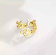 Custom Couple Rings - Double Name Engraved Wedding Bands for Him & Her