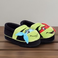 TEENAGE MUTANT NINJA TURTLE Slippers Toddlers Large 9/10 Slip On Plush TMNT EUC
