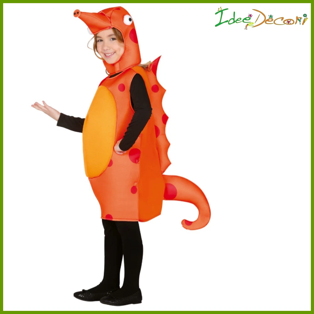 Costume cavalluccio marino bambino vestito pesce arancione gommapiuma  carnevale