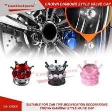4x Crown Shape Valve Stem Caps Cap Air Tire Wheel Cover King Car/Truck