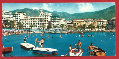 MINI POSTCARD 7 x 15 VG ITALY - RAPALLO - L'ORA DEL BAINO - 1966