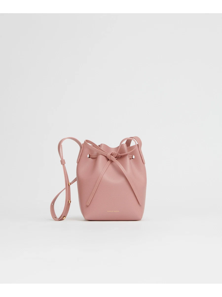 MANSUR GAVRIEL Women s Pink Solid Leather Adjustable Strap Bucket