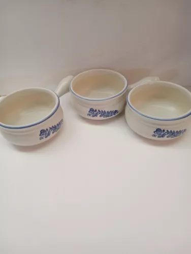 VTG Pfaltzgraff Yorktowne Soup Bowls, Set Of 3 With Handles