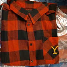 Small Yellowstone Dutton Ranch Plaid Flannel Shirt Red Black Mens Size S NWT