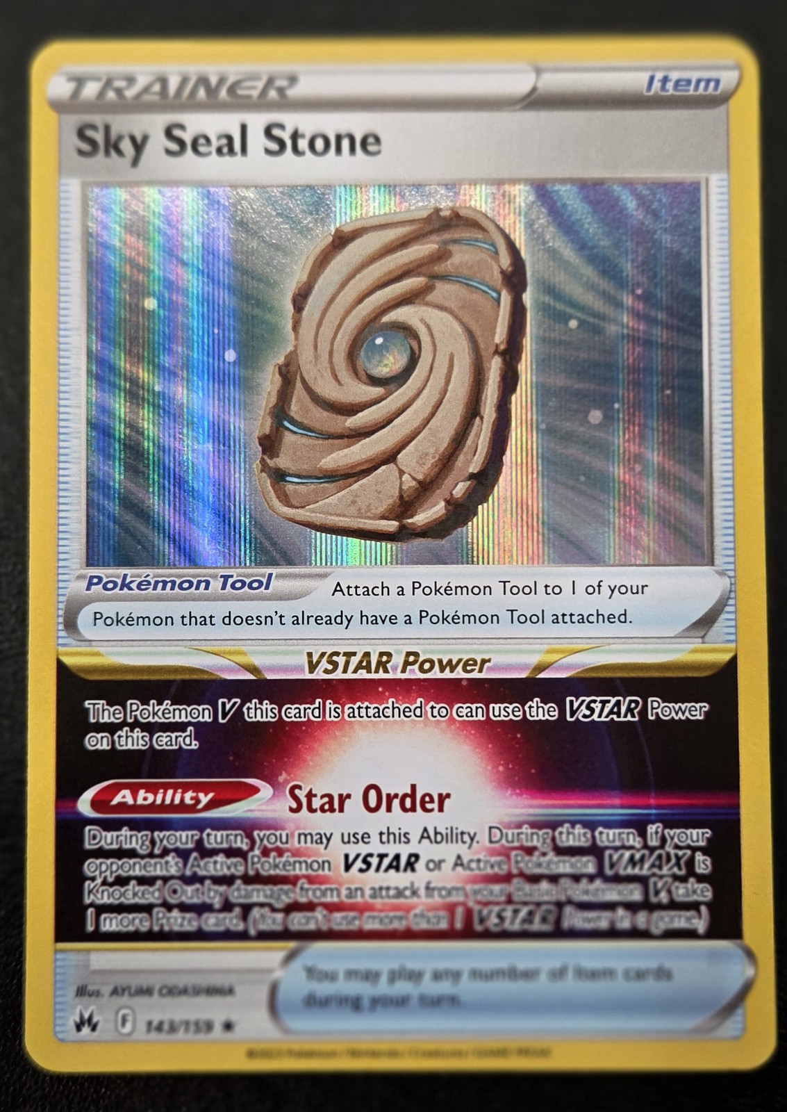 Sky Seal Stone Holo Rare Crown Zenith 143/159 NM