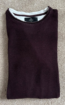 Threadbare Herren leichter Pullover Gr. M dunkelrot Lagen-Look - sehr gut