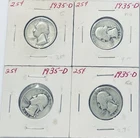 Four 90% Silver..1935-D Washington Quarter, Amazing Luster