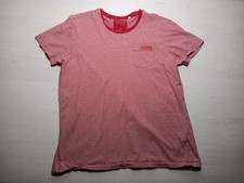 VINTAGE Guess Shirt Red Striped Logo Crew Neck Large See Measurements 