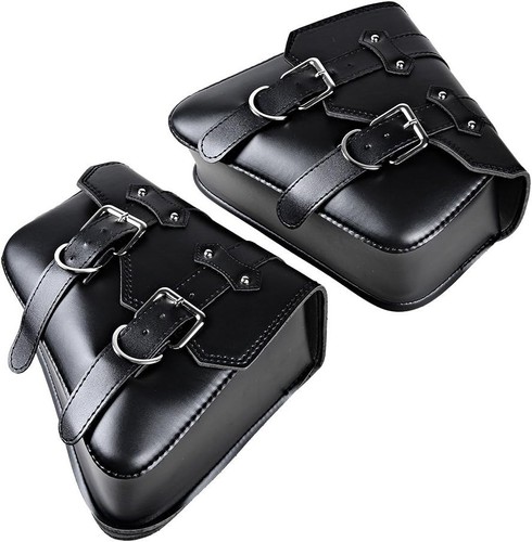 Faux Leather Diamond Solo Seat with Left & Right Saddle Bags for Harley - Bild 8 von 11