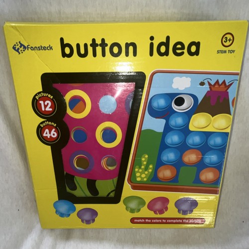 Fansteck Activity Toy 46 Buttons 12 Pictures Ages 3+ Hand-Eye Coordination STEM