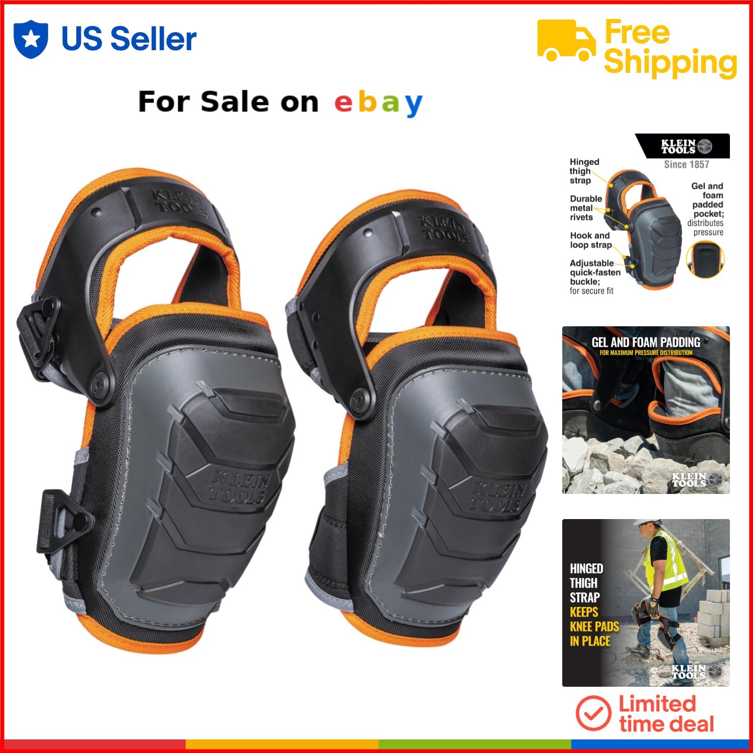 Heavy Duty Hinged Knee Pads with Gel Foam Unisex Safety Gear