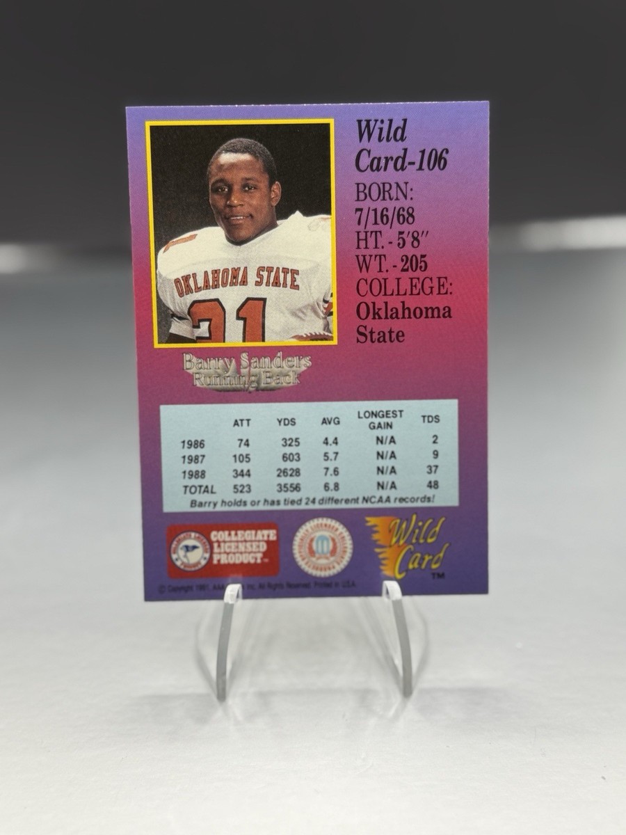 Wild Card Collegiate Barry Sanders 1st Edition 1991 #106 Oklahoma