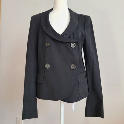 Burberry London Black Double-Breasted Wool Women's Blaser Jacket Size 12