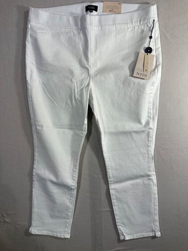 NYDJ Jeans Sz 16P Womens Optic White Stretch Pull On Skinny Pants Ladies Denim