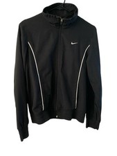 NIKE Athletic Dept Womens Medium Jacket Black DriFit Swoosh Full Zip Windbreaker