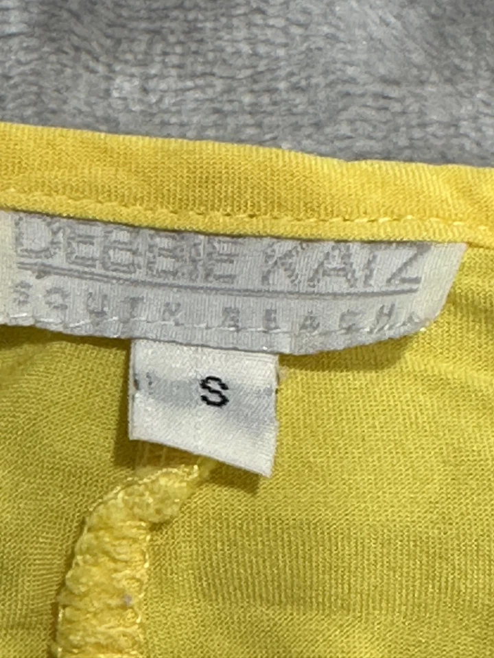 Mini Vestido Túnica Amarillo Debbie Katz Mujeres Algodón Bordado Playa Usado en Excelente Condición Foto 4 de 4