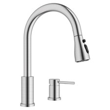 2 Hole Kitchen Faucet, S304 Stainless Steel Two Holes Kitchen Sink Faucets wi...