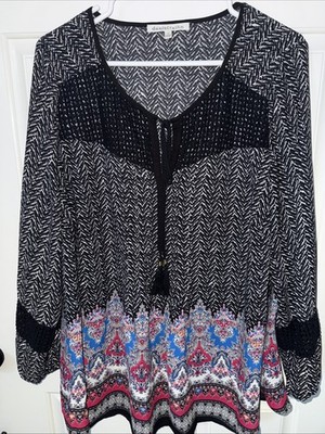 Daniel Rainn Women s Plus Size 1X Multicolor Tunic Long Sleeve 