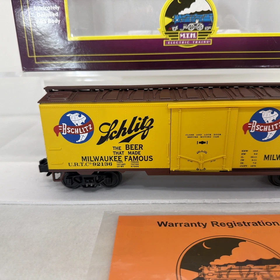 MTH Premier 20-94036 Schlitz Milwaukee 40’ Beer Reefer O Gauge New #92136 - Image 4 of 4