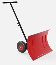 Push Snow Plow with Wheels 29-Inch Wide Blade Adjustable Handle for Driveway