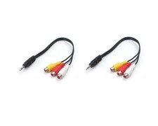 2X Female Audio/Video Connector to 3.5mm Jack Adapter Cable TV AV Video Lead