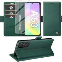 HandyhüLle Leder Flip Case GrüN Mit Standfunktion Kartenfach FüR Galaxy A53 5G