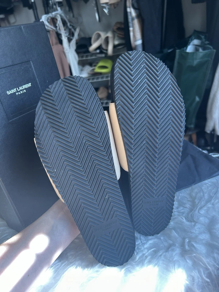 Toboganes de cuero YSL negro y tostado talla 38,5 EE. UU. 8,5 Foto 4 de 4