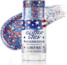 4th of July Glitter Stick  Patriotic Red White and Blue Glitter Stick for Face
