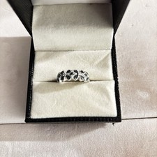 Sterling Silver Blue And White Diamonds Band RING Size 8