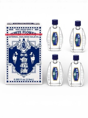 Set of 4 White Flower External Analgesic Balm Oil Pain Relief-2.5ml-Exp:09/2026